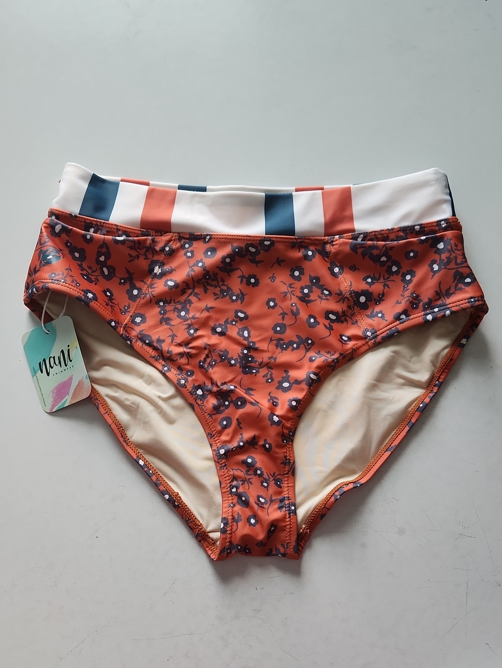 Nani Swimwear Floral High-Waist Bikini Bottom in Coral